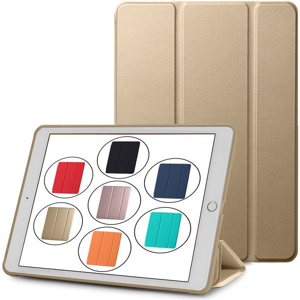 KAKU Leather Case with Pencil Slot for iPad - Gold - كفر ايباد - ستاند - مع مكان للقلم