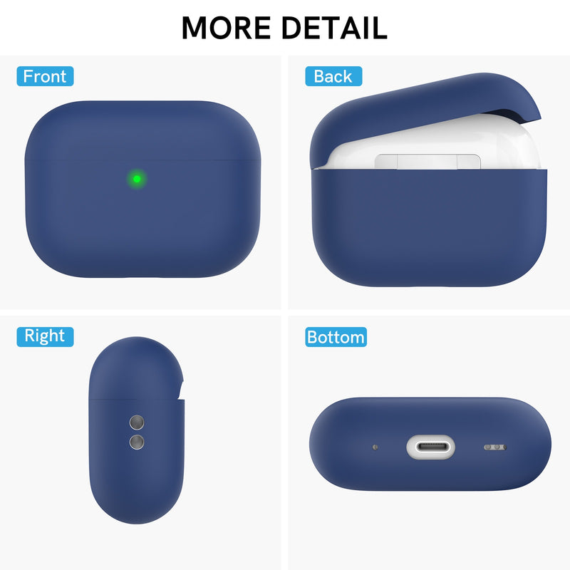 Ahastyle Silicone Case With Strap - Apple AirPods Pro 2/3 - Midnight Blue - كفر حماية مع ستراب - سماعة ابل ايربودز برو 3/2