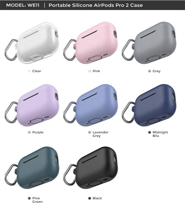 Ahastyle Silicone Keychain Case - Apple AirPods Pro 3/2 - Black - كفر حماية مع ميدالية - سماعة ابل ايربودز برو 3/2