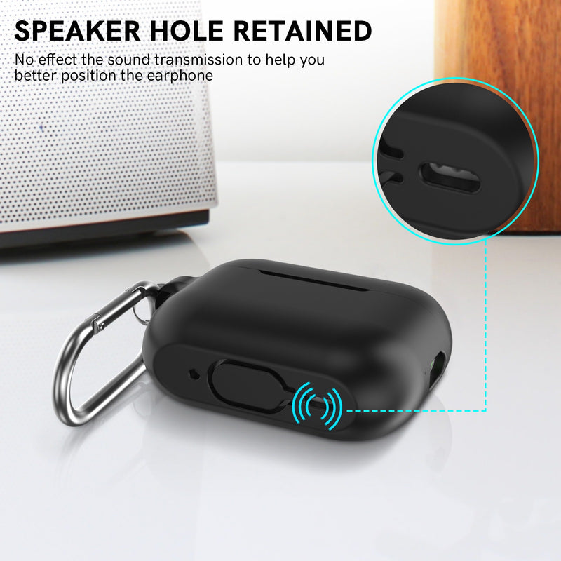 Ahastyle Silicone Keychain Case - Apple AirPods Pro 3/2 - Black - كفر حماية مع ميدالية - سماعة ابل ايربودز برو 3/2