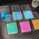 Pink Laser Clear Phone Case  With Card Slot - كفر مع محفظة للبطاقات بالخلف