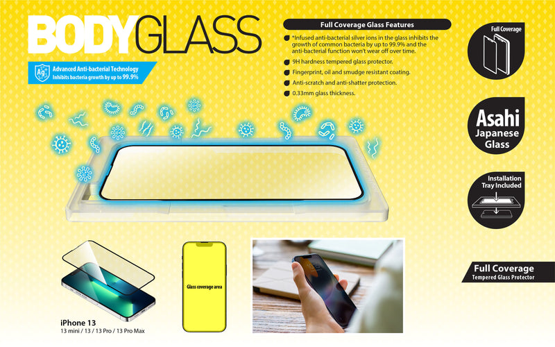 Torrii BODYGLASS Screen Protector Anti-bacterial Coating for iPhone 16 Series - Full Coverage Black - Clear - حماية شاشة شفافة لجميع اطراف الجهاز - توري - مقاومة للخدش والبكتيريا