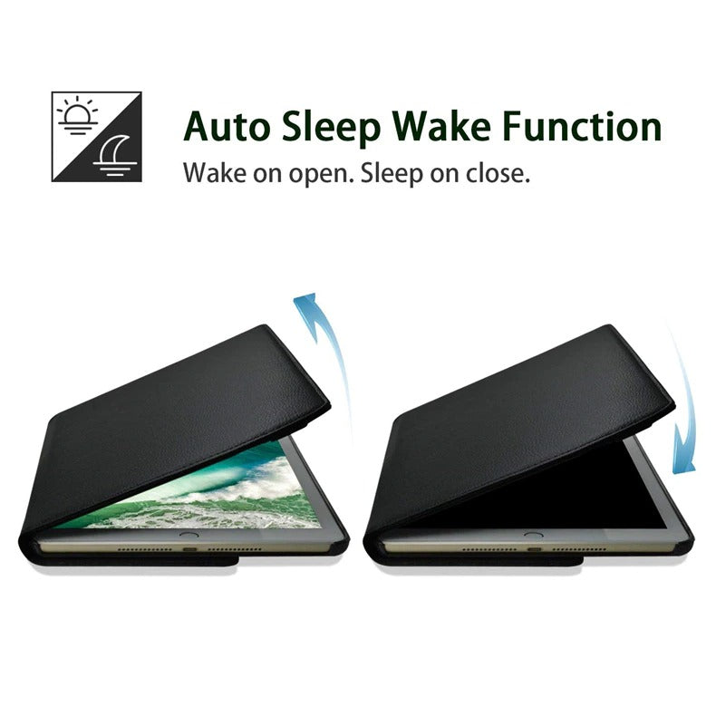iPad Leather Case with 360 Degree Rotating Stand - iPad mini 6 - 2021 - Black - كفر حماية ايباد مع ستاند