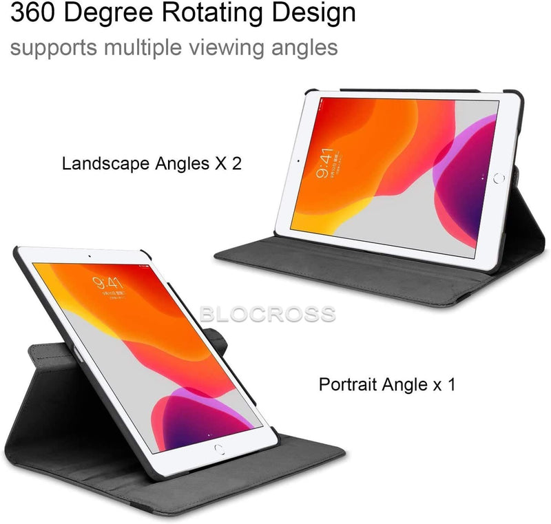 iPad Leather Case with 360 Degree Rotating Stand - iPad mini 6 - 2021 - Dark Blue - كفر حماية ايباد مع ستاند