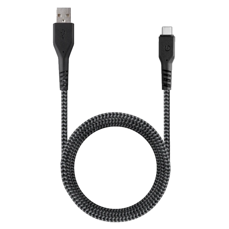 Energea NyloFlex USB-A to USB-C to (1.5m) Cable - Black [B]- سلك شحن تايب سي - انيرجيا كفالة 5 سنين